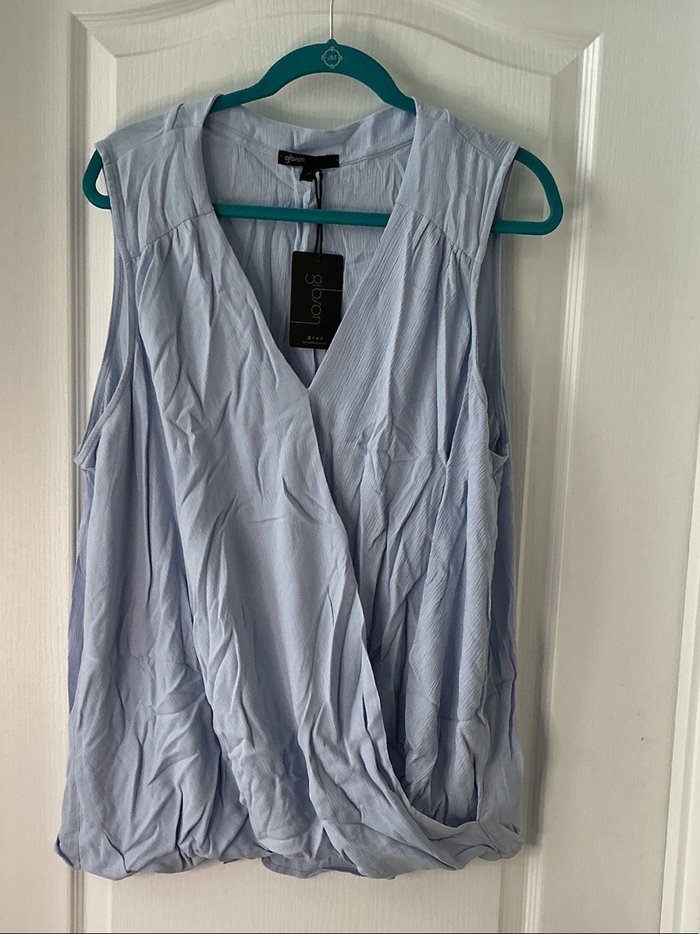 bloom light blue sleeveless wrap camisole